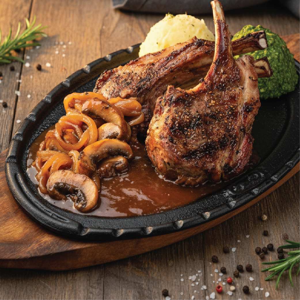Grilled Rack of Lamb with Brown Sauce